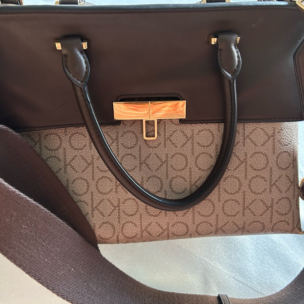 Calvin Klein Brown & Tan Monogram Purse